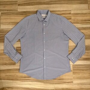 Mizzen+Main Leeward Dress Shirt XXL Trim Fit Blue Check L-9016 Button Down Mens
